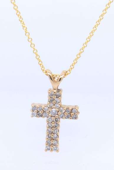 Dazzling Yellow Gold Diamond Cross Pendant on Chain