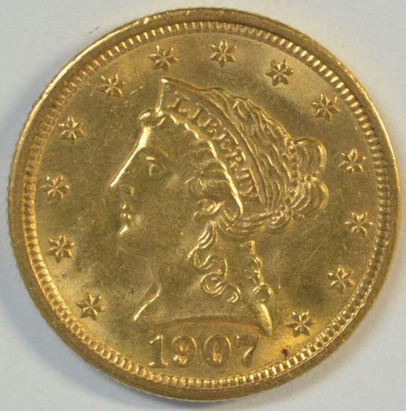 Choice BU 1907 US $2.50 Liberty Gold Piece. Flashy