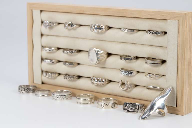 .925 Sterling Silver Curated 26 Ring Lot Various Sizes & Styles