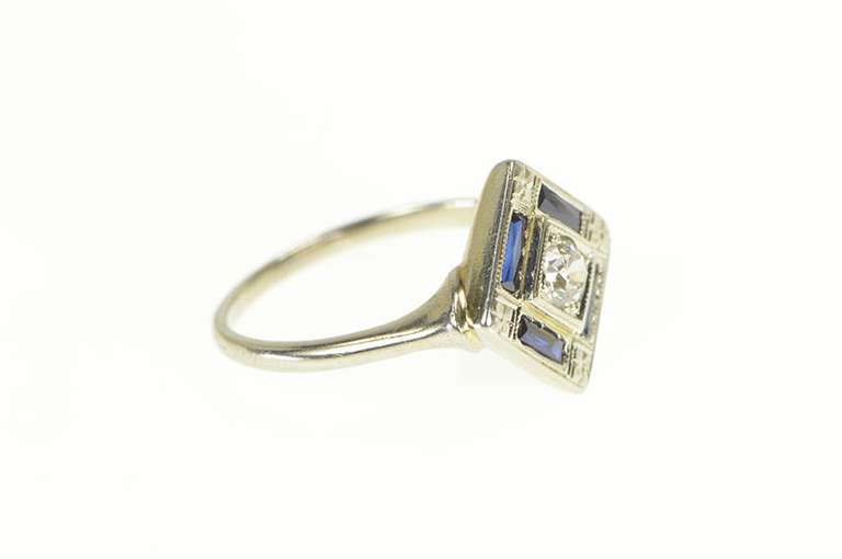 10K White Gold Art Deco 0.28 Ct Diamond Engagement Ring