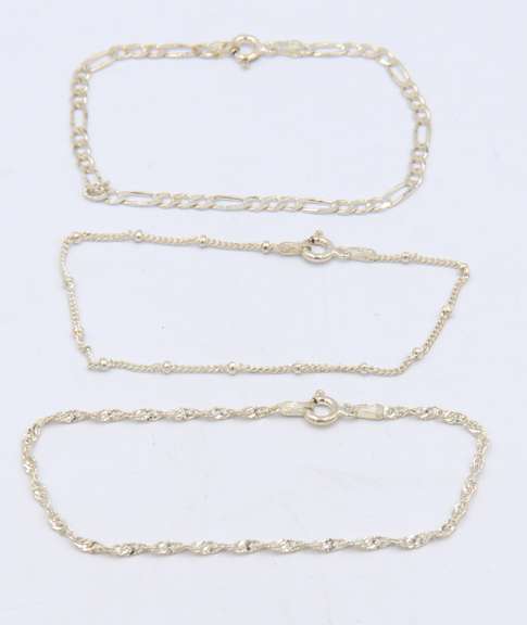 Group Lot of 3 Vintage 925 Sterling Silver Bracelets