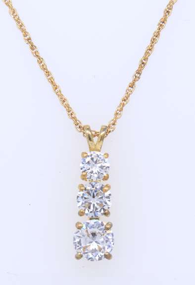 925 Sterling Silver Cubic Zirconia Pendant on Rope Chain Necklace
