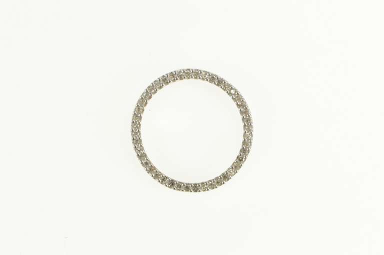 10K White Gold Round Diamond Circle Classic Journey Symbol Pendant