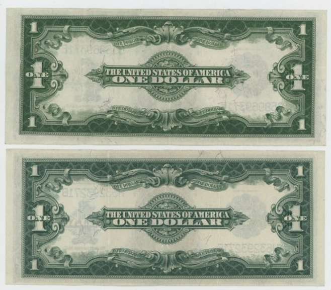 2 Upper end 1923 Series Large size $1 Silver Certificates