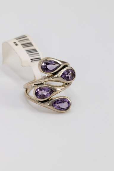 Sterling Silver Natural Amethyst Gemstone Ring