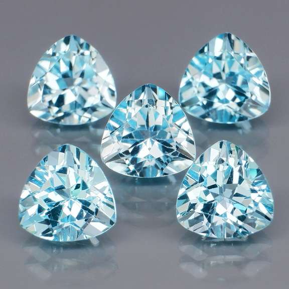 Matched! 5 piece 10.80ct full fire sky blue Topaz set