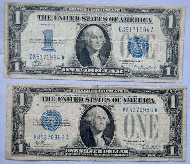 V1928 A &1934 $1 Funnyback Silver Certificates