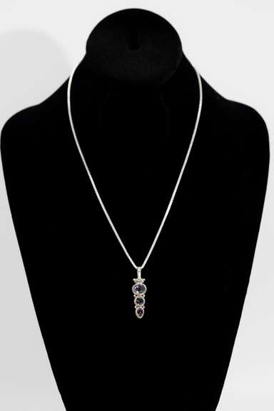 .925 Sterling Silver Pendant w/ Rainbow Mystic Topaz Gemstones