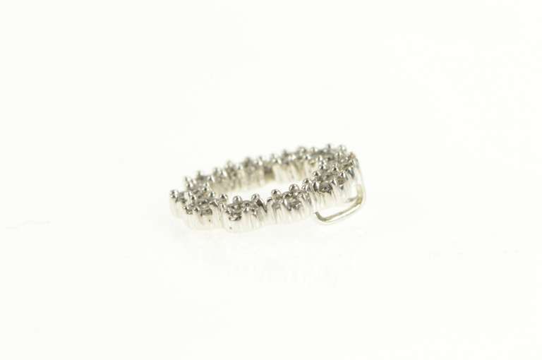 14K White Gold Pave Diamond Flower Cluster Circle Pendant