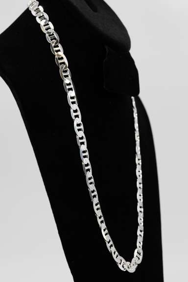 Sterling Silver Flat Marina Link Chain 10mm 925 Italy Anchor Mariner Necklace 26"