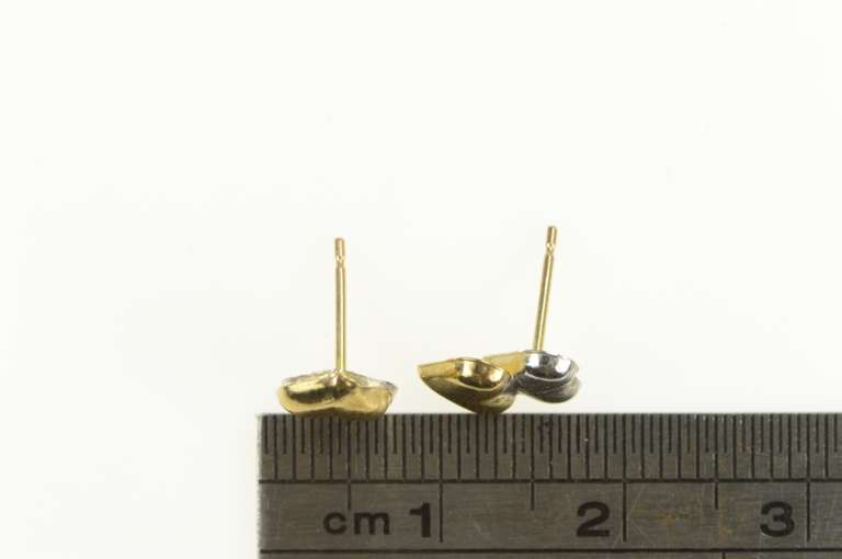 10K Yellow Gold Two Tone High Relief Heart Love Symbol Stud Earrings