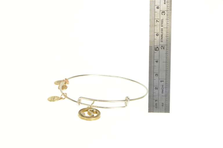 Silver Plated Alex & Ani S Monogram Initial Two Tone Charm Bracelet