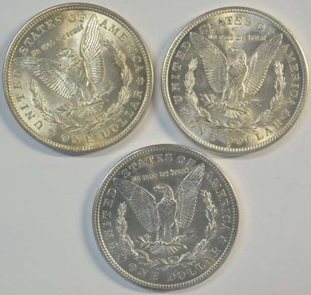 Lustrous 1921-P, 1921-D, & 1921-S Morgan Silver Dollars