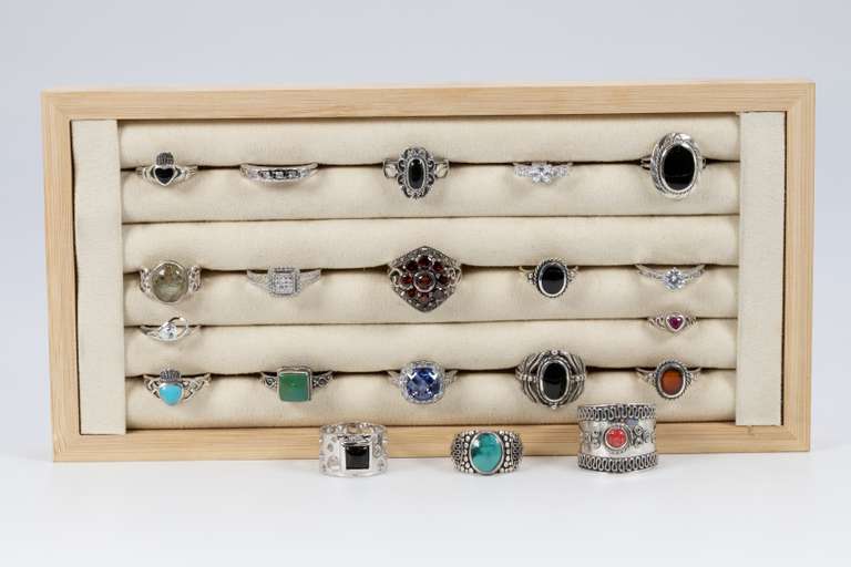 .925 Sterling Silver Curated 20 Ring Lot Various Sizes & Styles