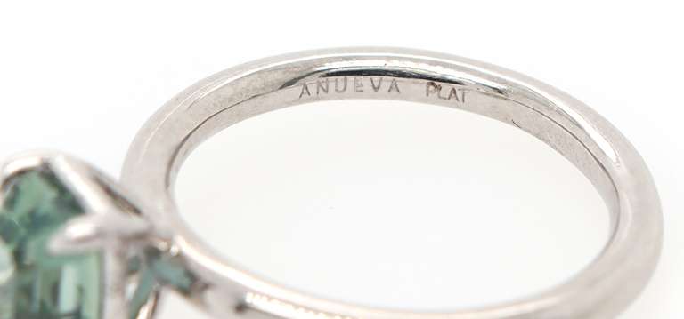 Anueva Emerald Cut Montana Sapphire Solitaire Ring in Platinum
