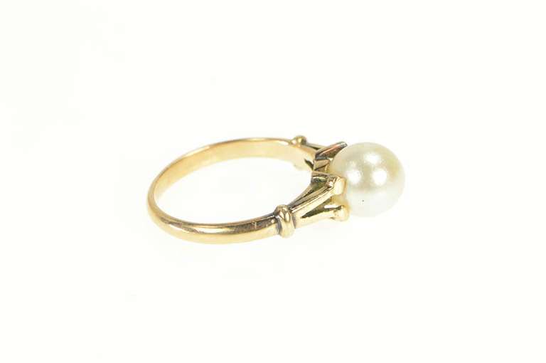 14K Yellow Gold 8.0mm Classic Pearl Simple Statement Ring