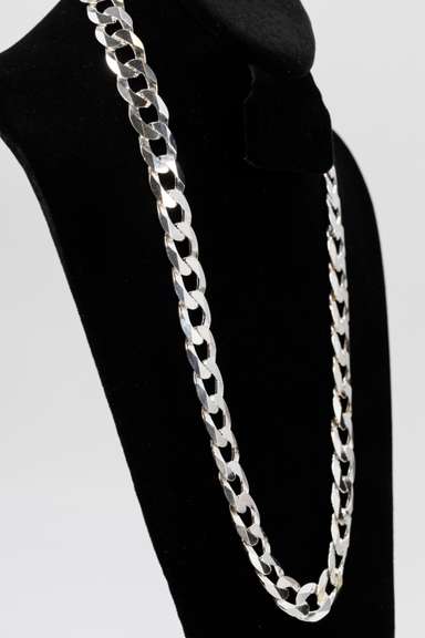 .925 Italian Sterling Silver 15mm Curb Link Chain Necklace 26 Inches