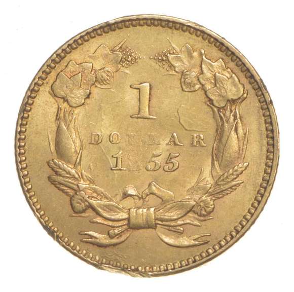 1855 $1.00 Indian Princess Head Gold