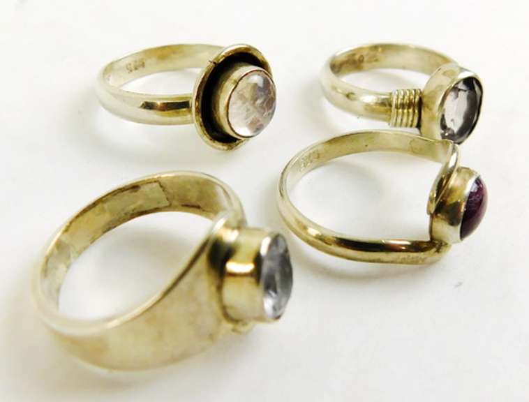 4 Sterling Silver Gemstone Rings