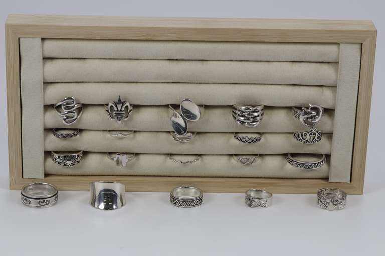 .925 Sterling Silver Ring Assortment Various Sizes & Styles (20 Ring Lot)