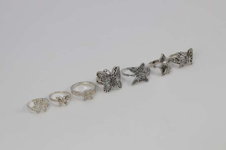 .925 Sterling Silver Butterfly Ring Lot (73 Ring Lot) Various Styles & Sizes
