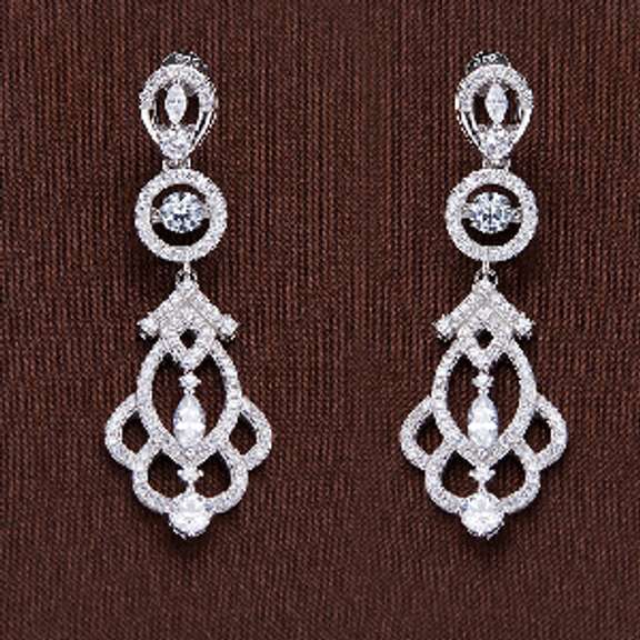 Show Stopper Platinum over Sterling Silver  Dancing stone earrings
