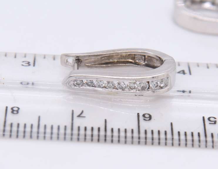 Sparkling White Gold Diamond Hoop Earrings
