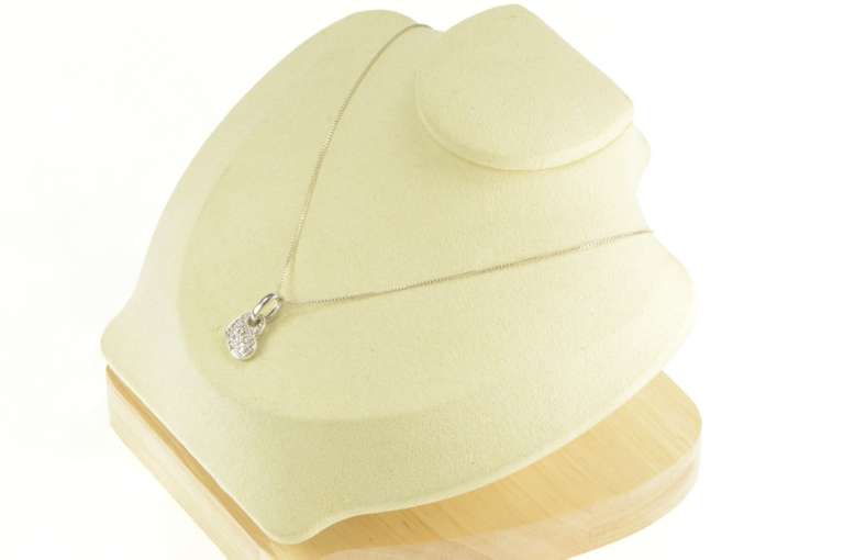 14K White Gold Pave Diamond Encrusted Heart Love Symbol Pendant