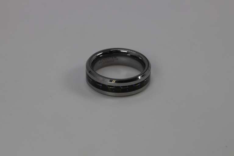 6mm Tungsten Carbide Wedding Band w/Carbin Fiber Inlay Size 5