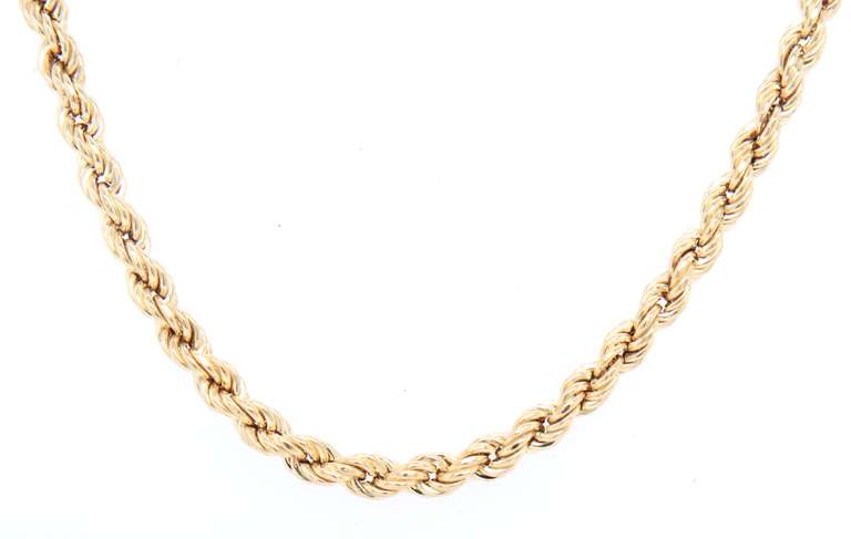 Simple Yellow Gold Rope Chain Necklace
