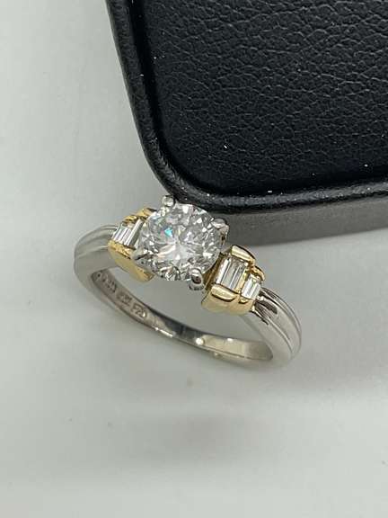 CERTIFIED LADIES 18K AND PLATINUM DIAMOND ENGAGEMENT RING