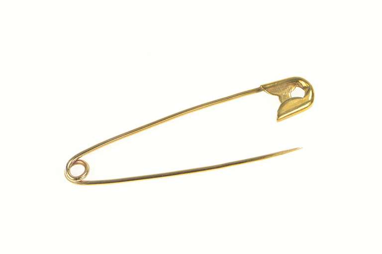14K Yellow Gold Safety Pin Simple Diaper Bar Pin/Brooch