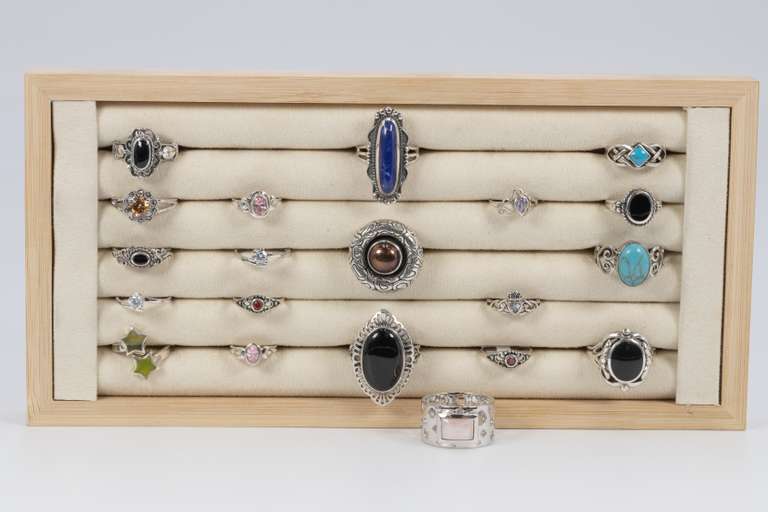 .925 Sterling Silver Curated 20 Ring Lot Various Sizes & Styles