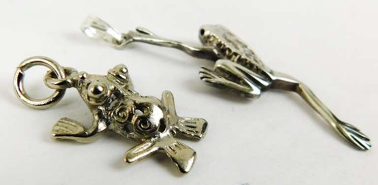 2 Sterling Silver Frog Pendants