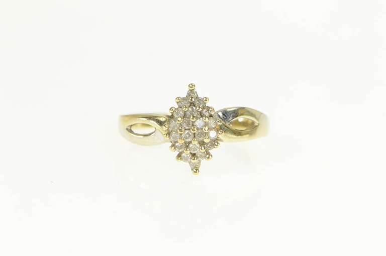 10K Yellow Gold 0.25 Ctw Marquise Diamond Cluster Statement Ring
