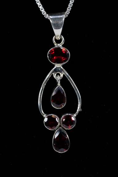 Sterling Silver Natural Garnet Gemstone Pendant