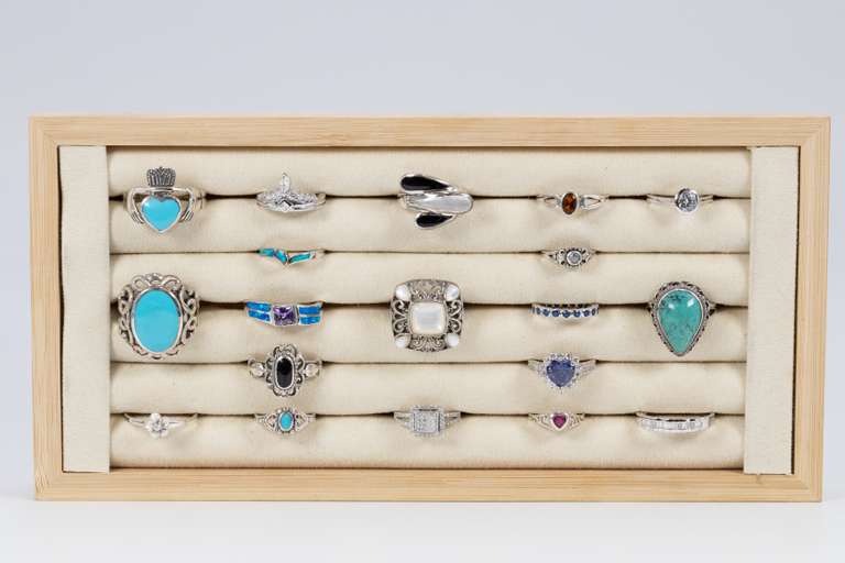 .925 Sterling Silver Curated 20 Ring Lot Various Sizes & Stones