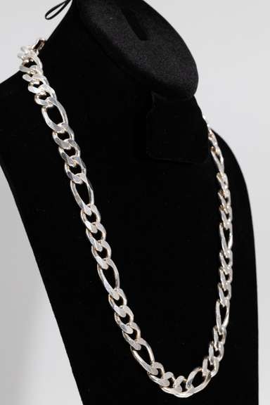 .925 Sterling Silver 14mm Figaro Link Chain 24 Inches