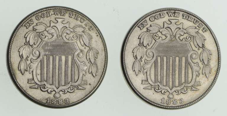 Lot (2) 1883 Shield Nickels - Uncirculated
