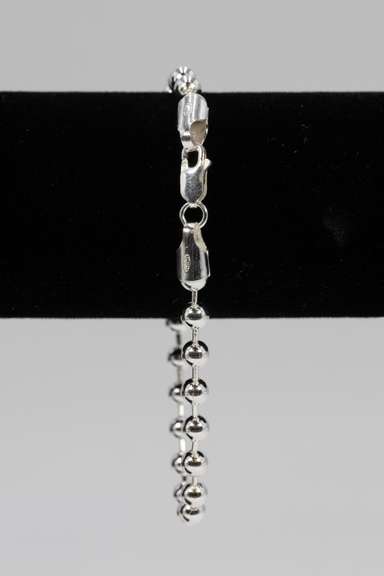 Sterling Silver Italian Ball Bead Chain 5mm 925 Italy New Dog Tag Bracelet 8" inch