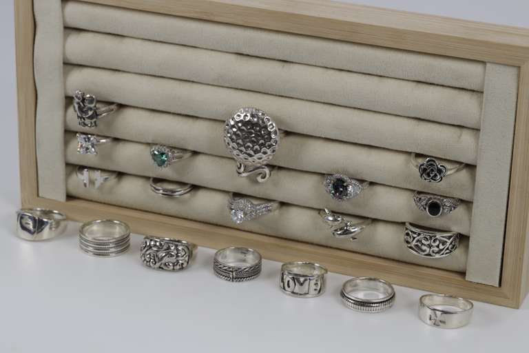 .925 Sterling Silver Curated Ring Assortment Various Sizes & Styles (20 Ring Lot)