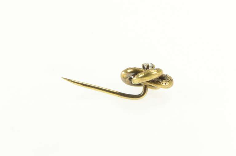 14K Yellow Gold Victorian Ornate Scroll Swirl Twist Diamond Stick Pin