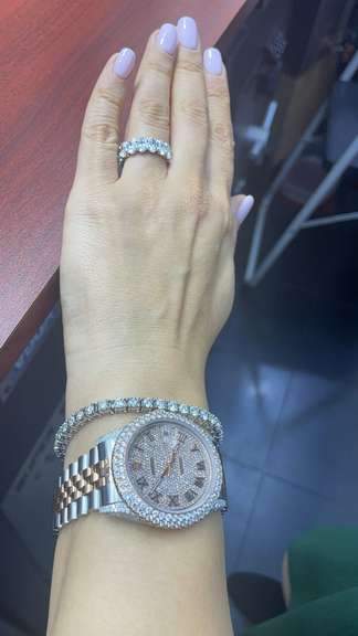 CUSTOM ROLEX LADIES 36MM DATE-JUST 3.25 CARAT DIAMOND TWO TONE ROSE GOLD WITH JUBILEE BAND