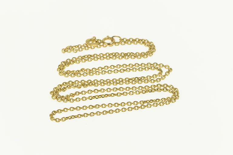 14K Yellow Gold 1.5mm Cable Chain Classic Simple Oval Link Necklace