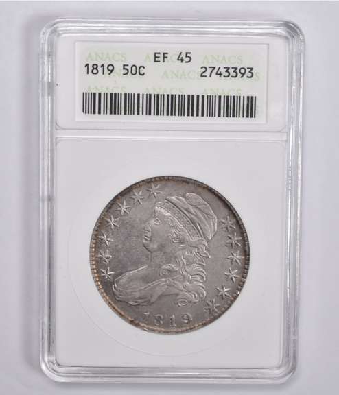 Ef45 1819 Capped Bust Half Dollar ANACS