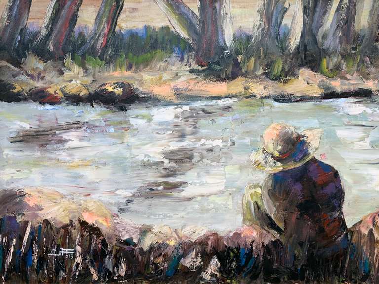 Sussan Afrasiabian Original Oil on Canvas "By the River"