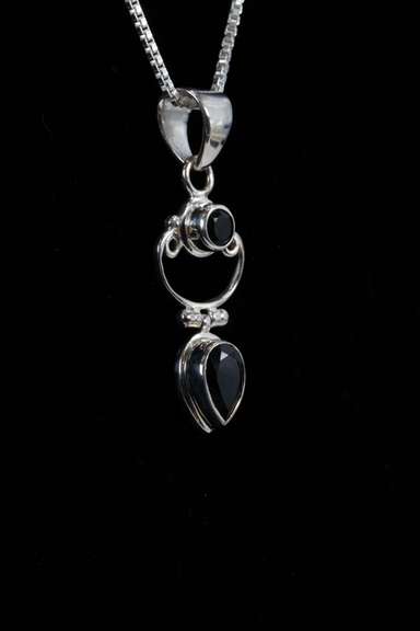 Sterling Silver Black Onyx Gemstone Pendant