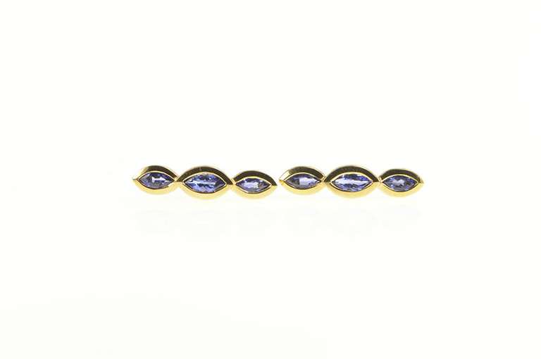 18K Yellow Gold Marquise Tanzanite Tiered Drop Dangle Earrings