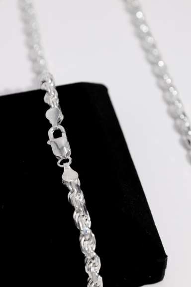 Sterling Silver 5.4mm Diamond-Cut Rope Chain 30 Inch