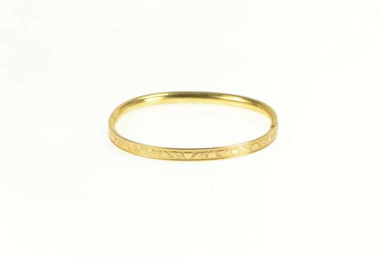 Gold Filled Art Deco Heart Pattern Retro Child's Bracelet